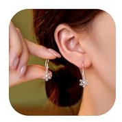 CASSIECA 925 Sterling Silber Weihnachten Ohrringe für Damen Mädchen - Hypoallergen Schneeflocke Tropfen Ohrringe - Weihnachtsschmuck Mit Geschenk Box