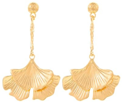 FDEETY Boucles D'oreilles Pendantes Feuille Ginkgo Argent Cristal Brillant Bijoux Élégants Longues Accessoires Femme