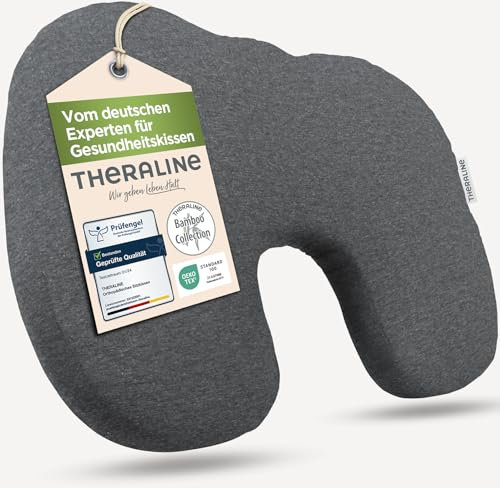 Theraline Orthopädisches Sitzkissen mit Schaum & feinen Perlen, ergonomisches Sitzkissen für Bürostuhl, Steißbeinkissen, Sitzkissen U-förmig mit atmungsaktivem Bezug, waschbar bei bis zu 60°C