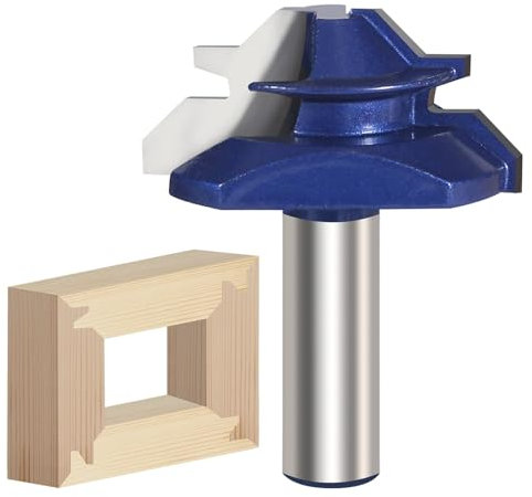 Vearter 45 Degree Lock Miter Router Bit 12.7mm 1/2'' Shank 19 mm Stock, Woodworking Milling Cutter Tenon Tool for Making a Wood Drawer, Window, Cupboard