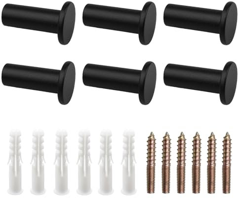 KMKANPO 6 Sätze garderobenhaken,Kleiderhaken Wand Garderobe,Kleiderhaken mit Montagezubehör,Kleiderhaken Wand Haken,Garderobenhaken Schwarz Matt,fur Bad Handtuchhaken,Schlafzimmer Garderobenhaken