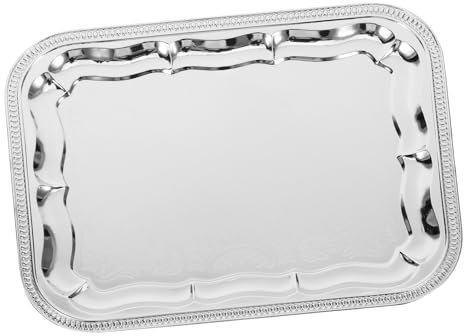 PAMINGONO Bandeja De Almacenamiento De Hotel Plato Plano Para Servir Filete Plato De Pasta Plato De Té De La Tarde Plato De Servicio De Catering Grabado Plato De Tocador Bandeja Plato De