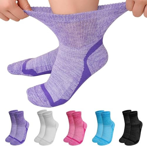 LOFIR Chaussettes Diabétiques en Bambou pour Femme: Socquettes Sans Couture et Sans Élastique pour Homme - Pour Femmes Enceintes et Personnes Âgées Aux Pieds Enflés 5 Paires Multicolore 43-46