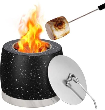 Hogvinnatil Tisch-Feuerstelle für den Innenbereich – Tisch-, Tischkamin, tragbare Feuerstelle aus Beton, Tischfeuerschale für drinnen und draußen