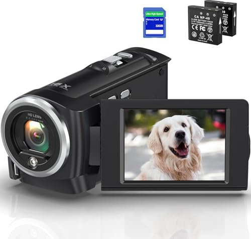 Delmodes Videocamera 2,7K 50MP Camcorder Zoom Digitale 16X Vlogging Camera con luce di riempimento a LED, 2.8 IPS Schermo Videocamera per YouTube con scheda SD da 32 GB, 2 Batterie