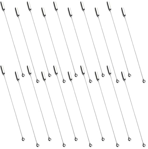 20 Pcs 90mm Hat Pins, Silver Metal Long Eye Needle Pins with Stopper Ends | 20 Pcs 90mm Silver Eye Needle Hat Pins with Stoppers, Multi-Use Pins for Scarf Tie Brooch DIY Jewellery Lapel Coats