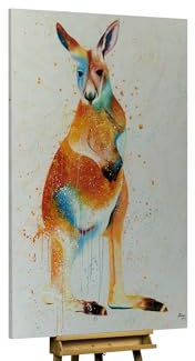 KunstLoft Ölgemälde 'Hopping Kangaroo' 180x120cm | Original Handgemalte Gemälde | Modern | Blau | Leinwand-Bild Ölgemälde einteilig groß | Modernes Kunst Ölbild