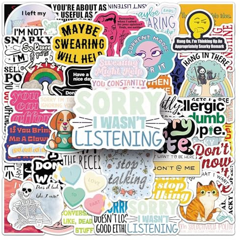 50 Stück Snarky Meme Aufkleber Pack Meme Sticker Set Wasserdichte Vinyl Sticker für Laptop Kinder Autos Motorrad Fahrrad Skateboard Gepäck Koffer Computer Aufkleber Graffiti Decal