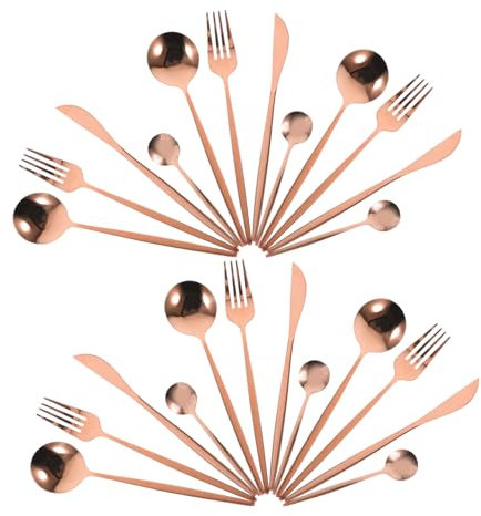 DONFAMDS 6 Juegos Cubiertos Inoxidable para Servir Carnes y Postres con Tenedores y Cucharas Ergonómico y Robusto