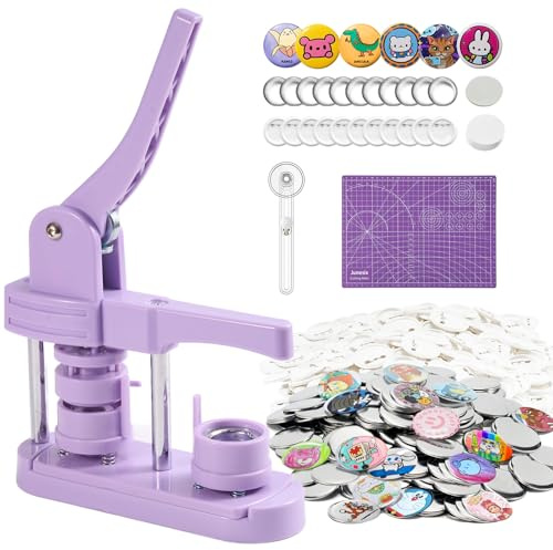 Alldeer Buttonmaschine 32mm/1.25Inch, Button Maschine Set with 100 sets Supplies, 1pcs Cutter, Button Maker, DIY Pin Maschine Buttonpresse