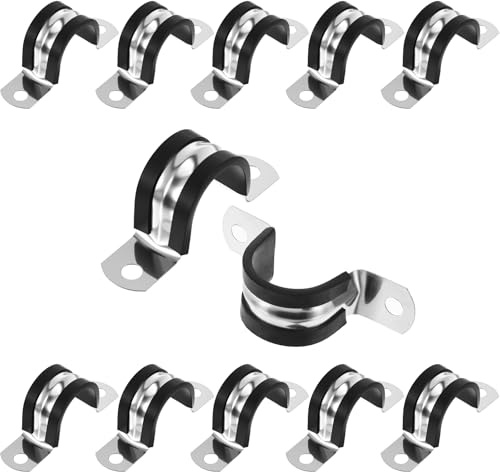 Thinp 10Pcs U Brackets for Mounting, 1 Inch Stainless Steel Pipe Strap 2 Hole U Bracket Pipe Clamps Cable Clamps Heavy Duty Conduit Clamp for Pipe Fixing on Various Surfaces