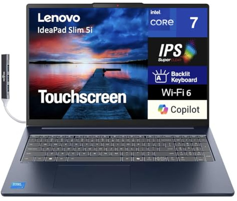 Lenovo IdeaPad Slim 5i HIGH Performance Laptop 16.0 WUXGA (Intel Core 7 240H, 32GB DDR5, 1TB M.2 PCIe SSD, Intel UHD, Win 11 Pro) w/DKZ USB Port Expander
