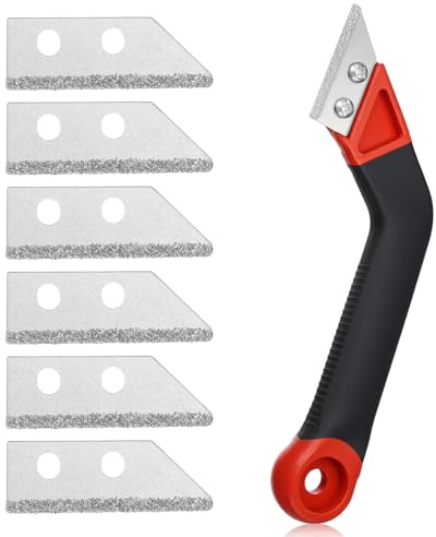 Alrhso Grout Removal Tool with 5 Pcs Replacement Blades Hand Grout Scraping Rake for Tile Gap Cleaning and Repair