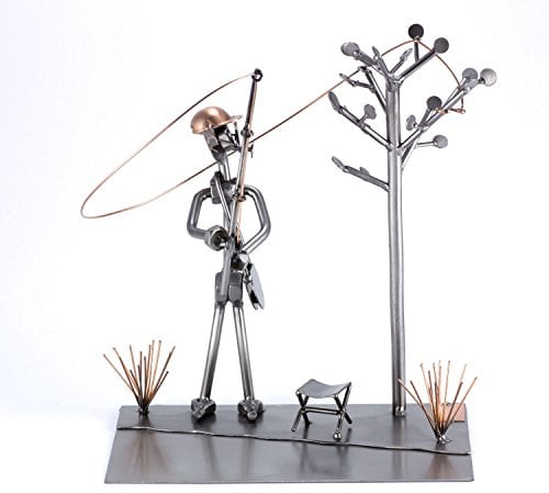 Steelman24 Schraubenmännchen Angler-Unglück | Made in Germany,Handarbeit,Geschenkidee,Stahlfigur,Metallfigur,Metallmännchen