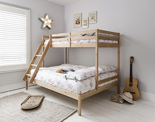 Kent Triple Bunk Bed With Single and Double Bed In Natural Pine