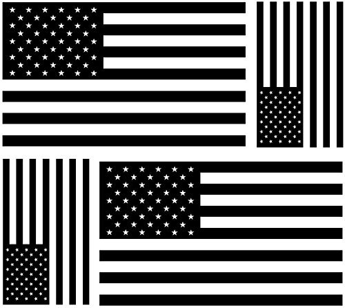 Akachafactory 4 x Aufkleber Sticker Auto, Motorrad, Design: usa-Flagge, Platzset, Schwarz