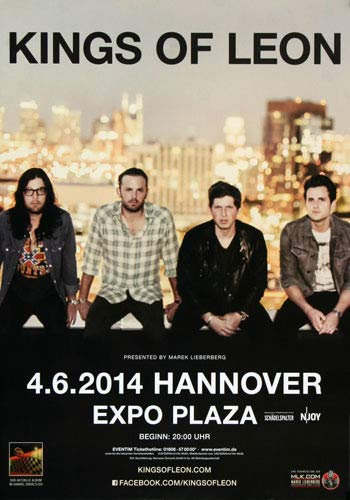 Kings of Leon - Youth and Young, Hannover 2014 » Konzertplakat/Premium Poster | Live Konzert Veranstaltung | DIN A1 «