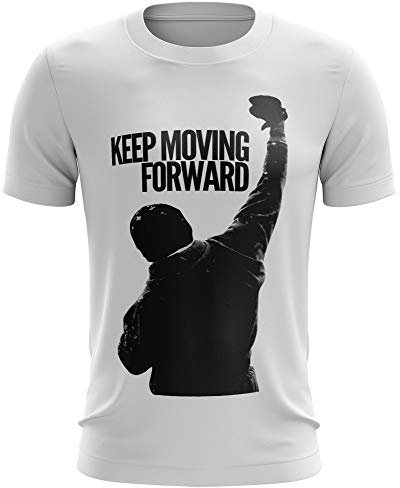 Stylotex Fitness T-Shirt Herren Sport Shirt Keep Moving Forward Gym Tshirts für Performance beim Training | Männer Kurzarm | Funktionelle Sport Bekleidung, Farbe:Weiss, Größe:S