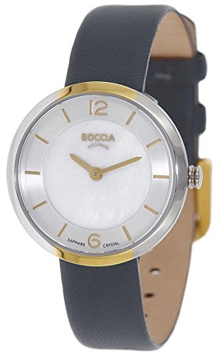 Boccia Damen Digital Quarz Uhr mit Leder Armband 3266-04