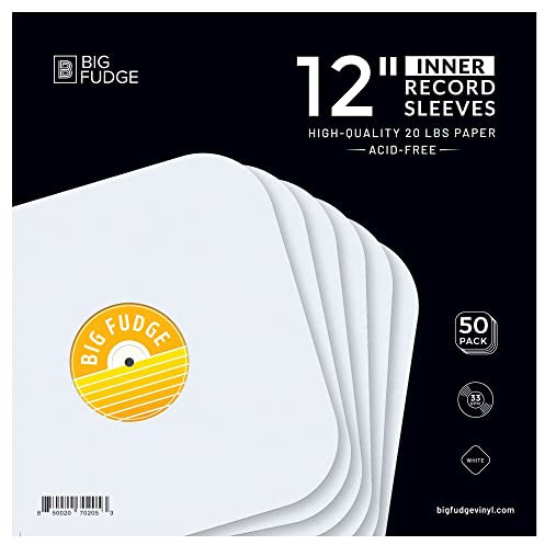 BIG FUDGE Vinyl Record Inner Sleeves - 12 inch x 50 Pcs - Heavyweight & Acid-Free Paper Album Covers - Anti Static Protective Sleeve for Your LP & Single Records