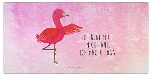 Mr. & Mrs. Panda 50 x 100 Handtuch Flamingo Yoga - Geschenk, Badezimmer, Achtsamkeit, Badehandtuch, groß, Yoga-Übung, Aufregen, Baum, Kinder,