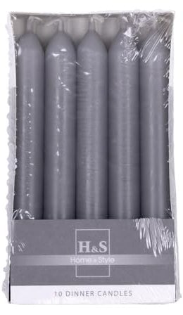 DONAU HOME Set Glatte Stabkerzen/Graphit / 10 Stück im Karton / 17 x Ø 2 cm Unparfümiert/Zylindrische/Tafelkerzen zur Dekoration im Wohnzimmer, Bad / 6 Stunden Brenndauer/Leuchterkerzen