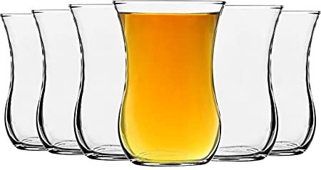 LAV Tazza caffè/tè - in Vetro Trasparente in Stile Vintage - 115 ml - 12 Pezzi