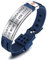 MOWOM Medical Braccialetto Personalizzato con Incisione in Silicone identificativo Regolabile per Uomo Donna Bambini in Acciaio Inossidabile Gomma- (Blu *Personalizza Ora*)