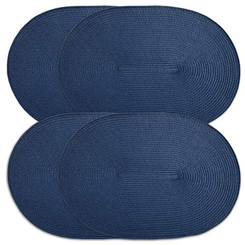 CAIT CHAPMAN HOME COLLECTION Ovale, geflochtene Platzsets aus Polypropylen (Marineblau), 4 Stück