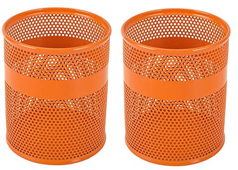 EasyPAG 2 Stück Metall Schreibtisch Organizer Stiftehalter Stiftköcher Makeup Pinsel Halter Utensilienschalen Büro Organisation Zubehör Ablage,Orange