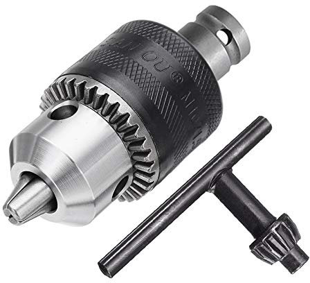 Mesee 1.5-10mm Capacity Keyed Drill Chuck With 1/2 Square Female Adapter, Mount 3/8-24UNF Air Impact Converter Quick Change Conversion Tool With Key