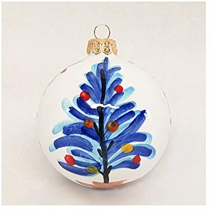 Handbemalte italienische Keramik-Weihnachtskugel, 7,6 cm