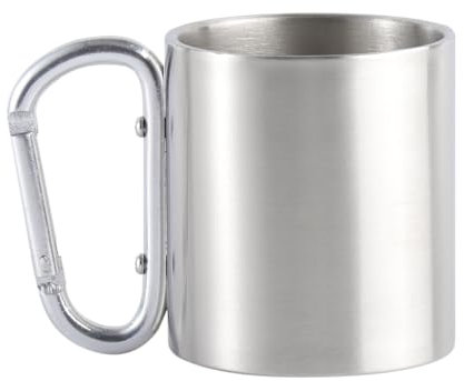 ABOOFAN Camping Becher Camping Tasse Edelstahl Metall-Becher Outdoor Becher mit Karabinerhaken, Metallbecher mit Henkel, für die Reise Camping Wandern Outdoor Sports