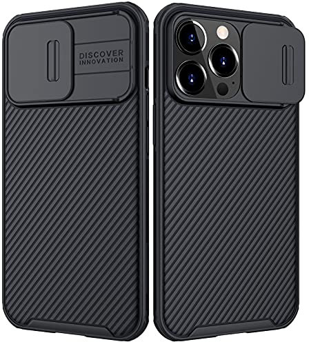 CloudValley Designed for iPhone 13 Pro Max Case with Slide Camera Cover, Shockproof Soft Rubber Bumper & Hard Back Protective Case for iPhone 13 Pro Max 6.7 inch (2021)-Black