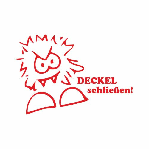 tradercat Aufkleber WC Toilette Deckel schliessen - 23cmx16cm - Sticker für Badezimmer, Toilettendeckel, WC, Bad – mit Anleitung (Rot)