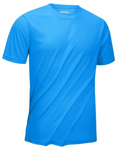 KEFITEVD MTB Shirt Herren Funktions Kurzarm Sport Tshirts Sommer Outdoor UV Schutz Shirt Running Oberteil Atmungsaktiv Azur XL