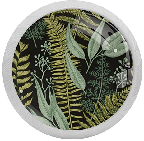 4 Stück Vintage Grüne Blätter Kristallglas Runde Schrankknauf Schublade Ziehgriff Glowing in the Dark für Küche, Schrank, Kommode, Kleiderschrank etc