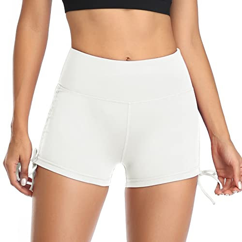 VUTRU Women's Swimming Shorts, Short high Waist Swimming Trunks, Quick Drying Swimming Trunks, Yoga Leggings Weiß L