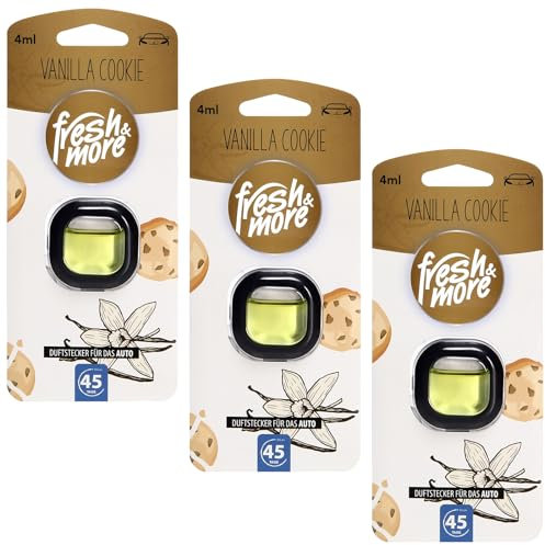 3x Fresh & More Auto-Lufterfrischer Clips Duftauswahl (3x4ml) (Vanilla Cookie)