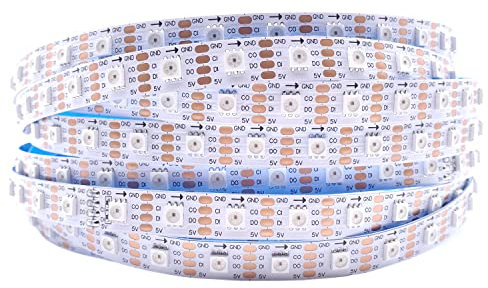 TOPXCDZ APA102 Smart LED-Pixel-Streifen, 5 m/Lot, DC 5 V, 30/60 LEDs/Pixel/m, Daten und Uhr separat, IP30/IP65/IP67; SK9822 LED-Streifen (5 m 60 LED/M, weiße PCB IP30)