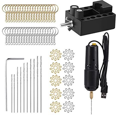 Mini taladro eléctrico de mano, herramientas de joyería, taladro USB para manualidades DIY, joyería DIY, con piezas