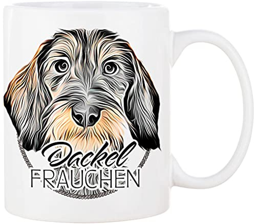 Cadouri Hunde-Tasse DACKEL FRAUCHEN Kaffeetasse mit Spruch - Geschenk für Hundebesitzer