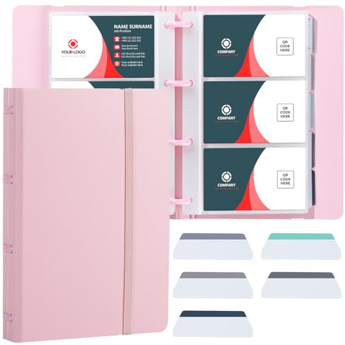 deli Visitenkarten-Bücherhalter, Visitenkarten-Organizer, Namenskarten-Buchhalter, tragbarer Büro-Visitenkartenhalter, hält 180 Karten, Rosa