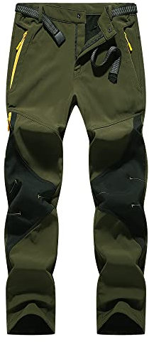 Tansozer Wanderhose Herren Outdoorhose Herren Thermohose Wasserdicht Angelhose Funktionshose Jagdhose Herren Softshellhose Trekkinghose Winterhose Outdoor Hose Warm Gefüttert Grün S
