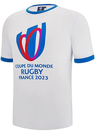 Macron T-Shirt für Kinder, Rugby World Cup 2023, offizielles Lizenzprodukt, Blanc, 12 Jahre