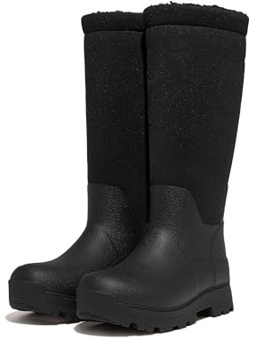 Fitflop Wonderwelly ATB-Stivali da Pioggia Roll-Down in Pile, Gomma Donna, Nero, 40 EU