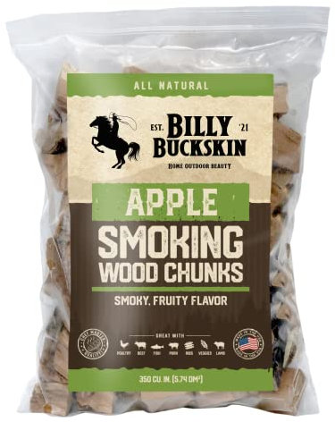 Billy Buckskin Co. Apfel-Räucherholzstücke, natürliche Grillholzstücke, köstlicher rauchig-fruchtiger Geschmack, 1,8 kg Box mit Holzstücken