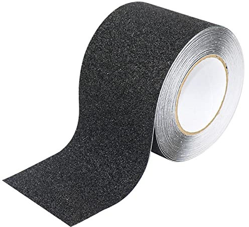 Cinta Antideslizante Seguridad Adhesiva, 10cm × 10m Alta Tracción Fuerte Apretón Abrasivo para Escaleras, Seguridad, Interior y al Aire Libre, Negro BOMEI PACK