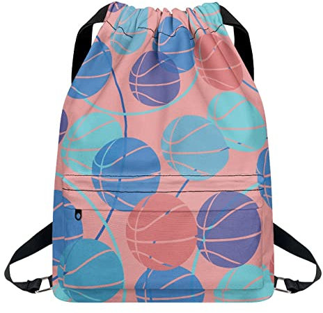 Kuiaobaty Kordelzug-Taschen für Damen und Herren, Sporttasche, Teenager, Schulrucksack, Trainer-Tasche mit Innentasche für Flasche, Schwimmen, Fitnessstudio, Basketbälle Pink