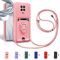 Aithne Case für Xiaomi Redmi Note 9 Pro/Note 9S/Note 9 Pro Max Handykette Hüll,Silikon Handyhülle zum Umhängen Kette,360 Grad Ringhalter Stand Kartenfach-Pink